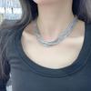 Collar de cadena de metal con temperamento frío y personalidad de moda, estilo vintage, con múltiples capas, estilo transfronterizo de Europa y Estados Unidos