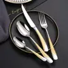 Acero Inoxidable 304 Vajilla Estrella Diamante Cuchillo para Bistec, Tenedor y Cuchara Set de Vajilla 5 Piezas