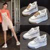Zapatos Blancos para Mujer 2025 Primavera y Verano Nuevo Estilo Altura Interior con Velcro Cuero Genuino Malla Transpirable Zapatos de Mujer de Suela Gruesa Zapatos Casuales
