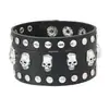 Conjunto de 9 piezas de pulseras de cuero sintético PU con tachuelas, estilo punk gótico y calavera, de moda transfronteriza para parejas.