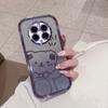 Adecuado para Huawei Mate70Pro Carcasa de Teléfono Móvil de Oso Diagonal con Electrochapado Brillante Pura70 Dibujos Animados M60 Cubierta Protectora Anticaídas