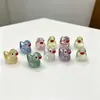 Patos Coloridos com Glitter Fino Miniatura de Animal Acessórios de Resina DIY Enfeites Feitos à Mão Enfeites para Paisagismo com Musgo