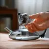 Copo Pequeno de Chá de Vidro Borossilicato Alto Vidro Cinza Anel de Noz Caneca de Chá Isolada Copo para Beber de Recepção Doméstica