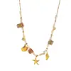 Estilo Oceano Europeu e Americano Pingente de Concha Estrela Conjunto de Colar e Pulseira de Aço Titânio Joias da Moda em Aço Inoxidável Série Oceano
