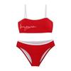 Oferta especial] Bikini nuevo top de tubo de Corea del Sur retro simple cintura alta cubre vientre adelgazante dividido vacaciones traje de baño de aguas termales
