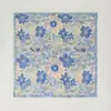 Pañuelo Cuadrado Pequeño Estampado Retro Francés de 68 cm Estilo Pintura al Óleo Textura de Algodón y Lino Anacardo Pañuelo de Seda Pequeño para Mujer Primavera y Otoño