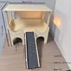 Casa de madera decorativa para hámster dorado transfronteriza, jaula con escalera para trepar para mascotas, nido de hámster, casa de escondite de juguete de madera maciza, villa para conejos