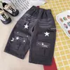Overol infantil con estampado de estrellas, pantalones casuales bordados para niño, nueva colección de otoño, pantalones largos de bebé bordados de dibujos animados, pantalones para niña
