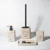 Juego de Baño de Terrazo de Concreto Portacepillo de Inodoro Portacepillos de Dientes Bandeja para Botella de Loción Juego de Almacenamiento para Baño