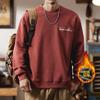 Suéter retro americano pesado de 360 g, chaqueta de cuello redondo bordada con marea suelta de otoño para hombre, abrigo casual para hombre.