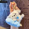 Llavero de peluche de animal tipo paleta de hielo de verano para mujer, llavero de muñeca de conejo moderno y exquisito, colgante para mochila