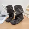 Sapatos de balé estilo coreano com laço, bico redondo, decote baixo, que aumentam a altura para mulheres, sapatos Mary Jane da moda retrô com cano de bota removível