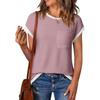 Camisetas de Punto Simples de Manga Corta con Cuello Redondo Estilo Europeo y Americano Transfronterizas para Mujer Tops para Mujer Fábrica de Tejidos Fuente OEM/ODM Personalización