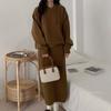 Conjunto de dos piezas de falda larga con capucha de punto transfronterizo, nuevo para otoño e invierno, estilo perezoso, importación extranjera