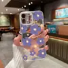 Funda Floral Morada Estilo Coreano Transfronteriza Adecuada para Apple 17Pm, Funda de Teléfono Fresca y Sencilla, Cubierta Protectora Transparente Anti-Caídas para 16/15