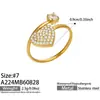 Nuevo anillo de acero inoxidable con forma de corazón alado transfronterizo con incrustación completa de circonita, diseño geométrico, juego de anillos simples y de nicho para mujer, en stock