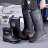 Botas de lluvia de suela de goma engrosada, botas de trabajo para hombre, antideslizantes y resistentes al desgaste, con forro de felpa, adecuadas para sitios de construcción, disponibles en estilos de corte alto, medio y bajo, impermeables