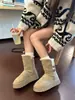 Botas de Nieve Gruesas de Algodón para Mujer Modelo 2026 Invierno Versátiles que Aumentan la Altura Borreguito Grueso Cálidas Botines Cortos Algodón de Nieve