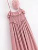 Ropa de Mujer para Comercio Exterior de Aliexpress Estilo Europeo y Americano Transfronterizo Zr Punto Nuevo Vestido de Longitud Media con Volantes