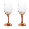 Liga de Zinco Taça de Vinho Tinto High-end Luxo Metal Goblet Vidro Utensílios para Vinho Acessórios para Casa Pacote com Dois