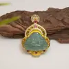 Colgante de Buda Agua Azul de Jadeíta Birmana Natural Grado A Artículo de Diversidad 9032