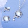 Collar Planeta Cósmico para Mujer Lujo Ligero Nicho Azul Soñador Piedra de Cristal Cadena para Clavícula Acero Inoxidable Circonio Blanco Brillante Cadena para el Cuello