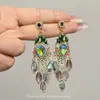 Brincos Longos com Franjas Luxuosos e Sofisticados para Mulheres, Estilo Boêmio, Novo Design com Diamantes Brilhantes, Temperamento Elegante