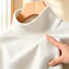 Ropa de Hombre Fuente De Rong Camiseta de Manga Larga Otoño/Invierno Cepillada Cuello Semi Alto Capa Base Estilo Coreano Cálida Ajustada Ropa de Otoño Moderna