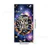 Cubierta de Puerta para Fiesta de Fin de Año 2027 Decoración de Puerta de Año Nuevo Tela Colgante Estilo Lujo Ligero Negro y Dorado Tela de Fondo Decorativa Impresa