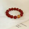 [Crepúsculo] Novo Estilo Pulseira de Flor de Ágata Vermelha Âmbar Sintético para Boa Sorte 10mm Elegante da Moda Pulseira Feminina