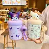 Botella de agua aislada de acero inoxidable, acero inoxidable 316, para niños y estudiantes, con popote, con lindos diseños de dibujos animados de Woody, Judy y Nick