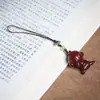 Colgante para Teléfono Móvil de Sándalo Verde Tallado Llavero de Animal Pequeño Regalo Artesanal Colgante de Ciervo Universal para Parejas