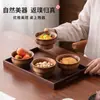 Tazón de Madera Transfronterizo para Té de Leche, Plato para Frutas, Plato de Madera Maciza, Tazón de Madera, Plato Alto para Frutas Secas, Plato de Madera para Frutas, Plato de Frutas de Gama Alta