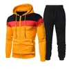 Conjunto de Moda Masculina Primavera y Otoño Bloque de Color Patchwork con Capucha para Correr Deportes al Aire Libre Conjunto Transfronterizo Sudadera para Hombre