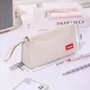 Estojo de Lápis de Tecido Oxford de Camada Dupla, Estojo Simples de Grande Capacidade com Zíper Duplo, Bolsa de Papelaria Portátil com Zíper para Alunos do Ensino Fundamental, em Estoque