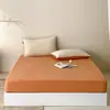 Sábana bajera cálida de algodón puro 60 hilos cepillado color naranja, pieza única, 100% algodón, funda de colchón de cobertura total, ropa de cama para cama matrimonial de dormitorio