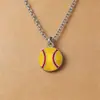 Collar de Fútbol Simple Copa del Mundo Europeo y Americano Colgante de Balón Deportivo Collar de Rugby Béisbol Baloncesto Softbol Voleibol