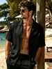 Ropa de Hombre Transfronteriza 2026 Verano Nuevo Estilo Hombres Deseo Amazon Hombres Manga Corta Color Sólido Camisa de Hombre Top Delgado
