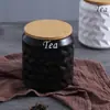Tarro sellado de cerámica con diseño de diamantes y tapa de madera, tarro para té para el hogar, tarro para almacenar granos de café, tarro de almacenamiento de gran capacidad