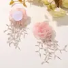 Estilo Coreano Primavera y Verano Organza Borla Cuentas Borde Quemado Malla Flor DIY Aretes Pendientes Accesorios para el Cabello Broche Corsage Accesorios