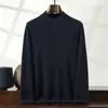 Nova coleção outono e inverno: suéter masculino de cashmere, cor sólida, gola alta discreta, suéter de lã, adequado para uso profissional, tamanhos grandes, pode ser usado como camada base