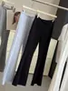 Pantalones de mujer de cintura alta, fluidos, ligeramente acampanados para verano, seda de hielo fina, adelgazantes, con cordón, casual, para yoga, rectos, de pierna ancha, algodón nube