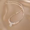 Collar de flor de rosa dulce para mujer, exquisito, elegante, redondo, de marca S925, chapado en plata, cadena de clavícula, collar de perlas que combina con todo.