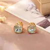 Pendientes Cuadrados de Zirconia Estilo Retro Francés, Pendientes de Moda de Lujo Ligero para Commuter con Temperamento, Pendientes de Estilo Minimalista Exquisito de Gama Alta