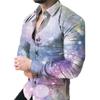 Comércio Exterior Transfronteiriço Primavera e Verão Novo Cardigã Casual de Manga Longa com Lapela e Estampa Digital para Homens