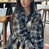 Camisas de Cuadros Sueltas para Mujer de Primavera y Otoño, Delgadas, Estilo Perezoso, Camisas de Manga Larga Retro de Otoño, Cárdigans, Chaquetas, Tops al por Mayor