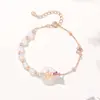 Pulsera Hebilla de Paz Flor de Glicina Original para Mujer, Plata Pura Estilo Chino Nuevo Vintage Pulsera de Ágata Chalcedony y Perlas de Plata, Elegante y con Estilo Accesorio para la Mano