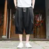 Pantalones Cortos de Lino Finos Bordados Estilo Chino de Verano 2026 Pantalones Casuales para Hombre Rectos Sueltos Pantalones Harem de Seda Hielo