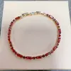 Pulsera Versátil de Nicho para el Día de San Valentín Regalo de Moda para Novia Roja Europea y Americana Rectangular Simple Temperamento Color Té de Granada