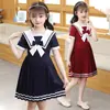 Vestido de Manga Corta para Niña Estilo Western de Verano Vestido de Princesa Infantil Lolita JK Celebridad Cibernética Vestido Estilo Marino para Niñas Pequeñas